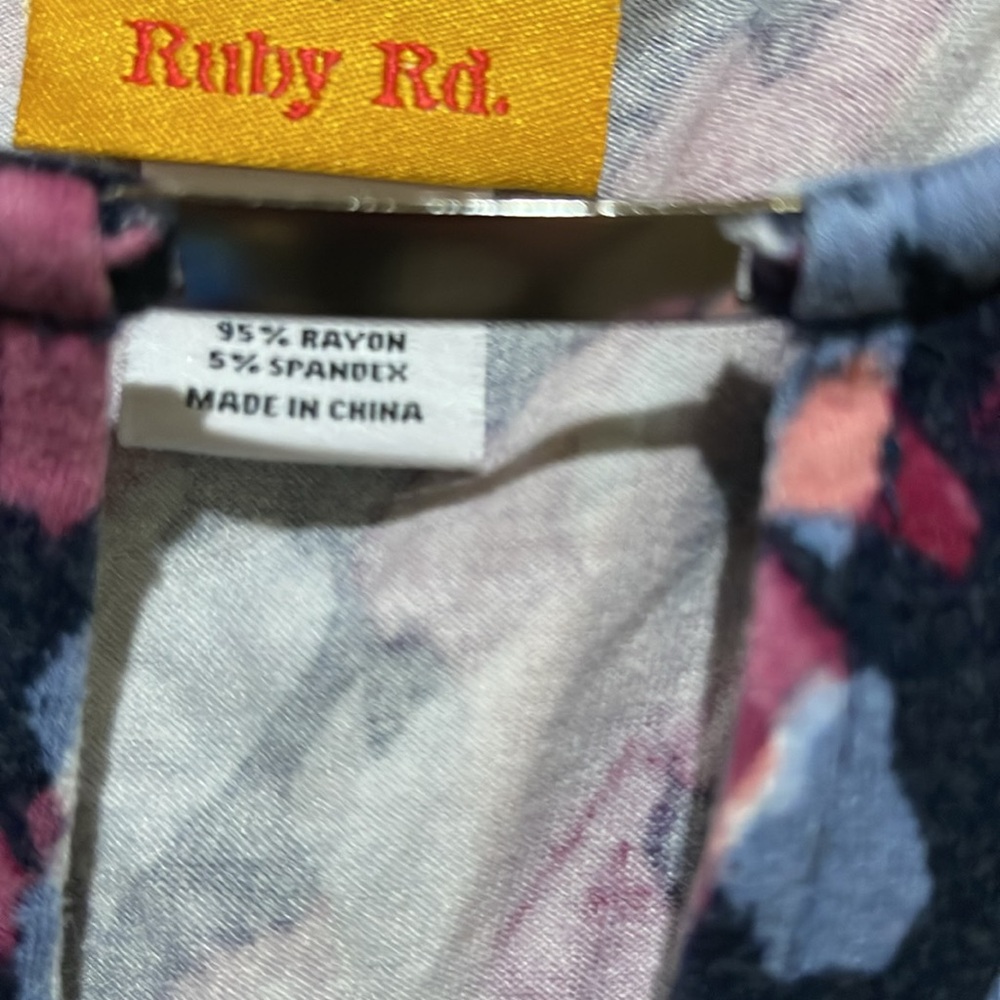 Ruby Rd. Purple and Pink Rounded Neckline 3/4 Sleeve Blouse - Picture 7 of 10